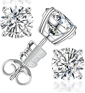 Moissanite Stud Earrings for Women, 1-4ct Total, 925 Sterling Silver for Women Men, D Color VVS1 ...
