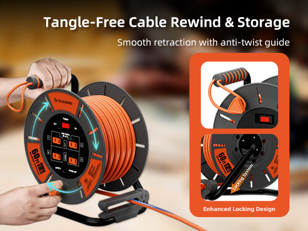 roll up extension cord with multiple outlets
