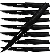 Astercook Steak Knives, Steak Knives Set of 8, Dishwasher Safe High Carbon Stainless Steel Serrat...