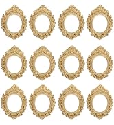 BESTOYARD 12Pcs Vintage Miniature Resin Photo Frames, Baroque Oval Jewelry Display Picture Frames...