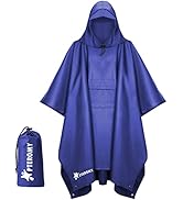 PTEROMY Hooded Rain Poncho for Adult with Pocket, Waterproof Lightweight Unisex Raincoat for Hiki...