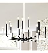 Yasince Modern Black Farmhouse Chandelier Lighting, Industrial Metal 16-Light Candle Chandeliers,...