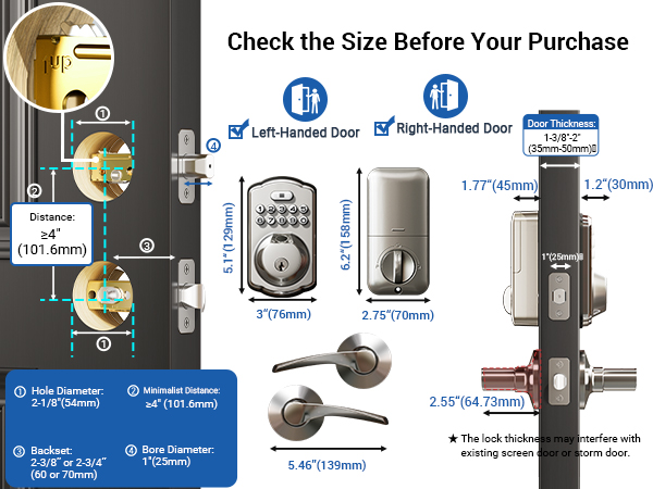 keyless entry door lock deadbolt with handle set