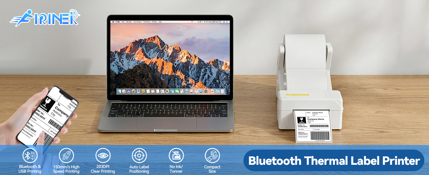 Bluetooth Thermal Shipping Label Printer