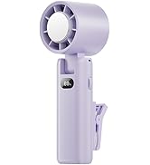 Pwysara Clip-On High Speed Portable Fan with Cooling, 5-Speed Rechargeable Handheld Fan, 180° Fol...