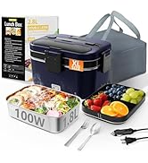 Electric Lunch Box for Adults, 2.8L Double Layer 100W Fast Heated Lunch Box, Heating Food Heater ...