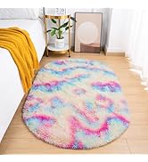 Goideal Fluffy Bedroom Rug, Oval Area Rug Shaggy Carpet 2.6 x 5.2 Feet Small Cute Rug for Dorm Ki...