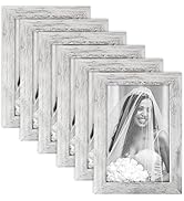 TOFOREVO 4x6 Picture Frames Set of 6 Distressed White Wood Grain Photo Frame for Gallery Wall Mou...