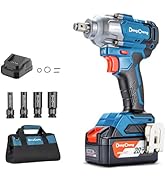 Dong Cheng 20V Cordless Impact Wrench, Max Torque 360 ft-lbs (488N.m), 1/2 inch with 3 Mode Speed...
