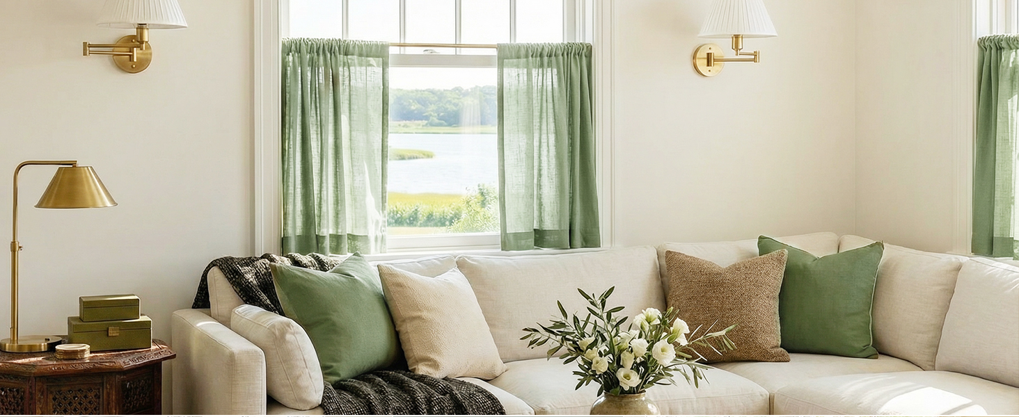 Linen Small Curtains for living Room Privacy Light Filtering Window Tiers for Kitchen