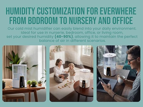 HUMIDITY CUSTOMIZATION FOR EVERWHERE -- FROM BDDROOM TO NURSERY AND OFFICE