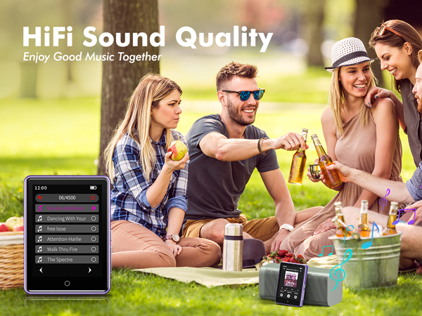 64GB MP3 Player with Bluetooth 5.3,FM Radio,Voice Recorder,Supports Up to 128GB