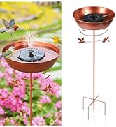 Metal Bird Bath for Outside Solar Powered Bird Bath Fountain, Freestanding Birdbath Feeder Bowl f...