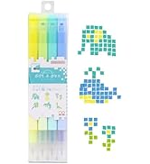 SUN-STAR "DotEPen, Double Sided Water- Based marker Pen, Square Dot and Fine- Point Pen for Art, ...