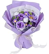 Crochet Flower Bouquet, Purple Knitted Flowers, Handmade Crochet Rose Flowers, Preserved Flowers ...