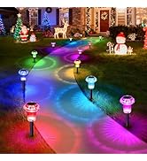 Priddop Christmas Solar Lights Outdoor Pathway Waterproof 8 Pack Color Changing LED Acrylic Mushr...