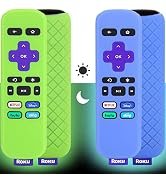 [2 Pack] Pinowu Remote Cover (Glowing in The Dark) Compatible with Roku Simple Remote, Anti Slip ...