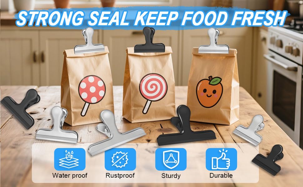 Chip Clips Bag Clips for Food Clip Kitchen Snack Clip Heavy Duty Air Tight Seal Stainless Steel