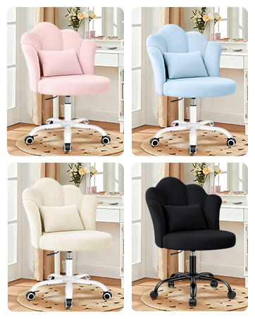 velvet vanity chair with wheels, girls desk chair, small vanity chair