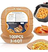 Air Fryer Paper Liners for 3-6 Qt, 7.1 x 7.1 inch Thickened Square Disposable Parchment Liner com...