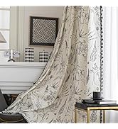 Erbnaryx Boho Floral Curtains French Country Farmhouse Curtains 54 Inches Long Light Filtering Wi...