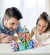 PicassoTiles 80 PCs Magnetic Tiles Travel Size Mini Version Building Block Construction Set for K...