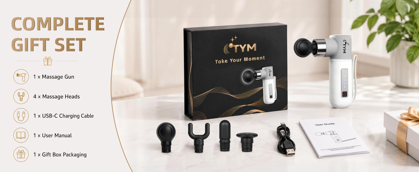 Percussion Massage Gun Deep Tissue With 4 Heads, Fascia Massager Gun Mini For Neck Muscle Massager