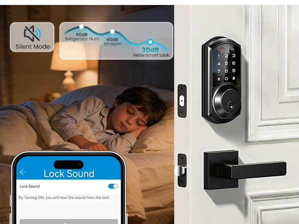 keyless door lock with handle