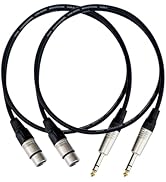 pegcabac XLR Female to 1/4 inch (6.35mm) TS Mone Jack Cable 3.3FT, Unbalanced 3 Pin XLR Female to...