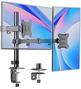 monTEK Dual Monitor Stand for 17"–32” Computer, Adjustable Height Stable Monitor Mount Fit up to ...