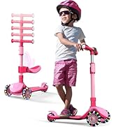 2-in-1 Adjustable Kick Scooter for Kids 3-12 Years,5-Level Handlebar &amp; Removable Seat,LED Light-U...