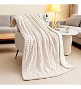 Heated Throw Blanket 50"x72", Electric Blanket with 3D Bubble-Shaped, Soft Flannel and Thickened ...