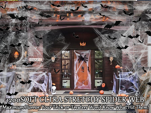 Halloween Spider Webs Fake Bats Fake Spiders