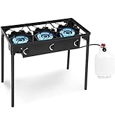 GYMAX Camping Stove, 3 Burner Adjustable Outdoor Gas Stove with Independent Temp Control &amp; Detach...