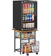 Mini Fridge Stand with Storage, Small Refrigerator Stand with 2 Drawers, Mini Fridge Shelf Cabine...