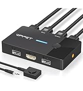 HDMI KVM Switch 1 Monitors 2 Computers 4K@60Hz USB KVM Switches 2 Ports for 2 PC Sharing Single M...