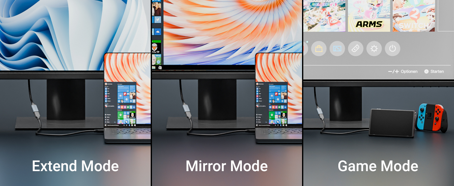 HDMI 2.1 male to female adapter multi modes for extend, mirror, game