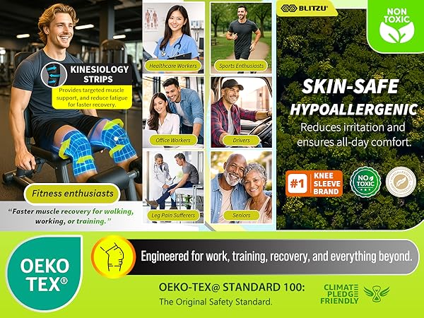 Knee compression sleeve knee brace for pain relief support