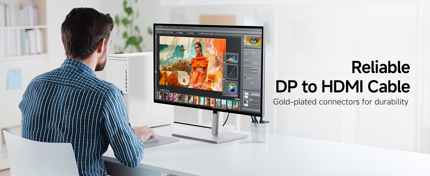 Gold-Plated DP to HDMI Cable