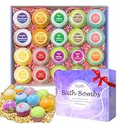 Bath Bombs for Women, 20 Pcs Handmade Bubble Bathbombs Gift Set, Shea &amp; Coco Butter Dry Skin Mois...