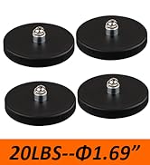MUTUACTOR Neodymium Round Cup Magnets Heavy Duty,4Pack Magnetic Mount Strong Rubber Coated Magnet...