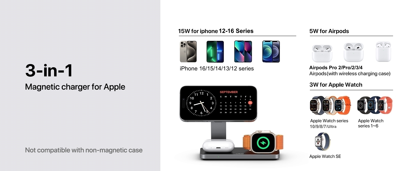 foldable 3 in 1 magnetic wireless charging station