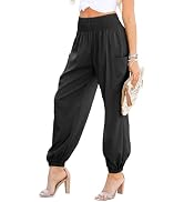 Dokotoo Womens Summer Boho Business Casual Smocked 2026 High Waisted Cargo Summer Long Elephant P...