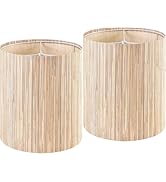 GOSO 9.8 Inch Tall Drum Boho Lamp Shades Set of 2 Small, 9.8" x9.8" x10.5" (Spider) Yellow Natura...