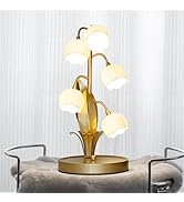 WERFOP Lily of The Valley Flower Table Lamp – Vintage Gold Bedside Lamp with 3 Color Modes, Soft ...