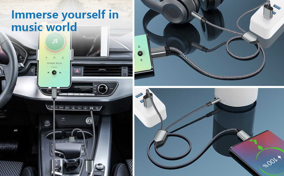 usb c to 3.5mm aux cable