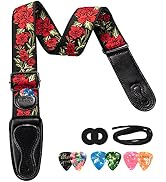 LEKATO Flower Bass Strap, Flower Guitar Strap for Bass, Electric &amp; Acoustic Guitar 2" Wide Guitar...