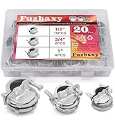 Fuzbaxy 20PCS 1/2" 3/4" 1” Clamp Type Cable Connectors Assortment Kit-Silver-Zinc