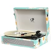 Vinyl Record Player Bluetooth with Built-in Speakers, Vintage Portable Turntable 3 Speed with USB...