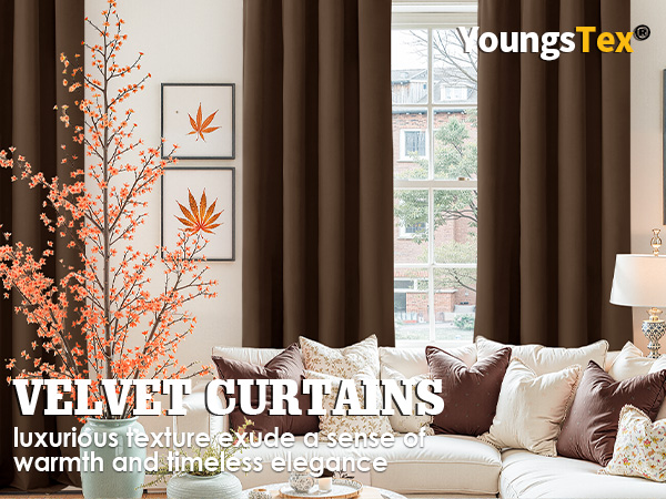 brown velvet curtains
